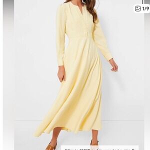Tuckernuck Lemon Seersucker Stripe Mila Maxi Dress XS Long Sleeve Button Front